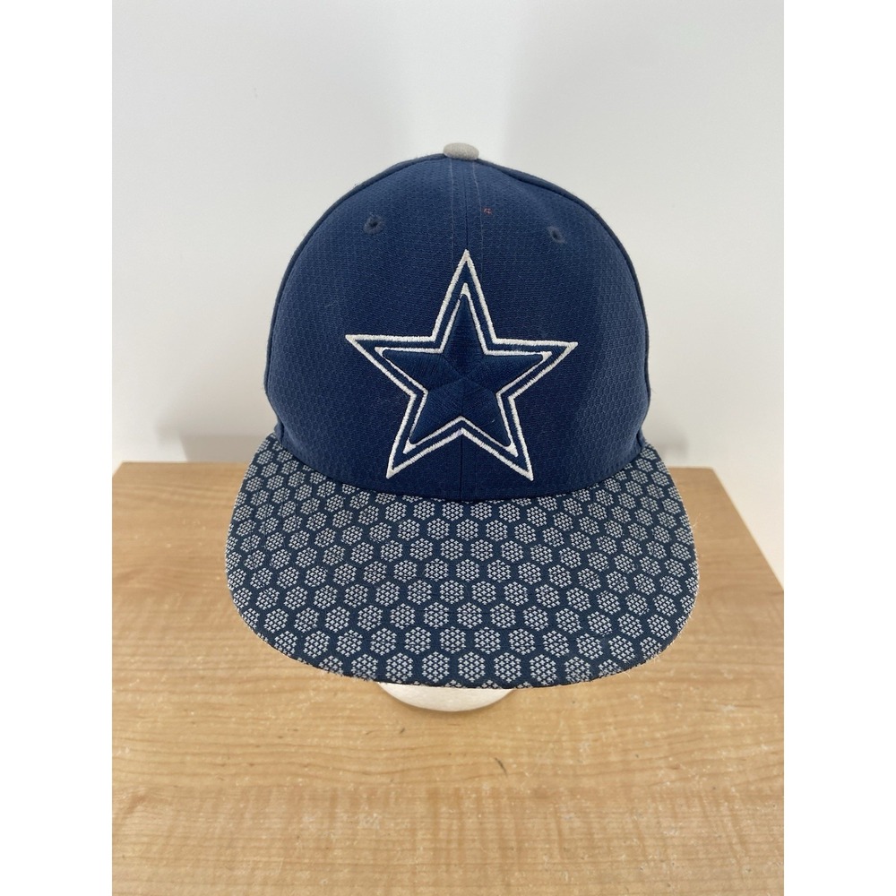 Dallas Cowboys New Era Sideline 59FIFTY  Fitted Hat Navy Blue‎ Size 6 7/8 Signed